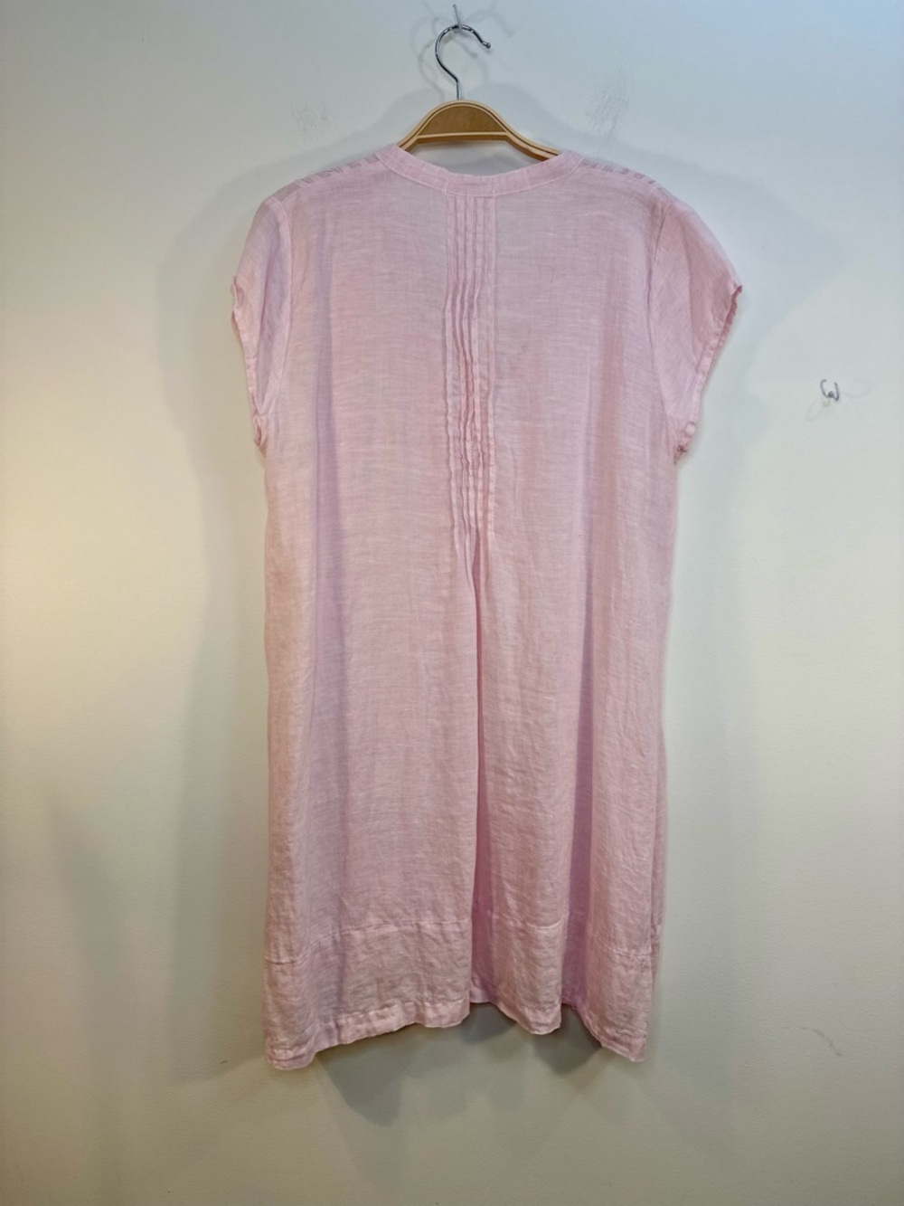 EUC CP SHADES Regina 100% Linen Tunic Dress Pink Cap Sleeves Sz S Made In USA - Picture 4 of 8